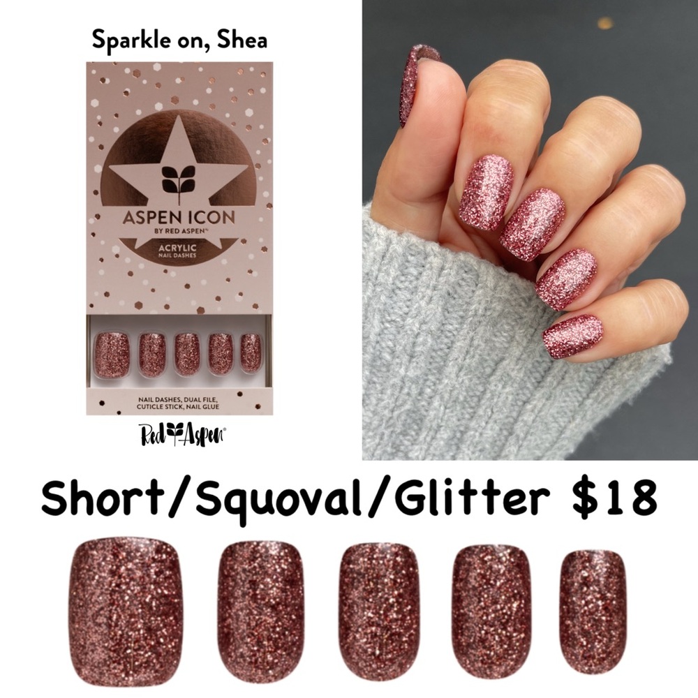 Aspen Icon Glitter Press-On Nails - Red Aspen